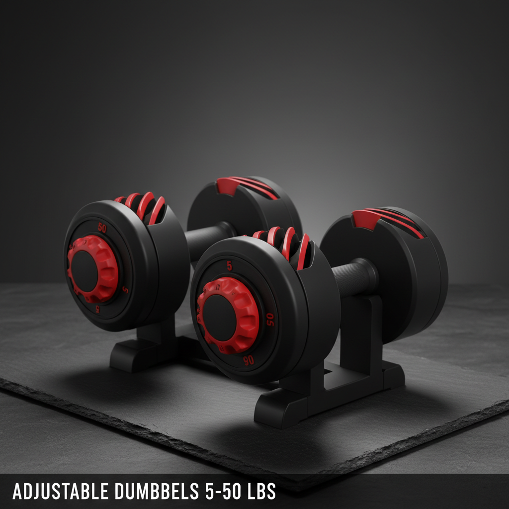 Adjustable dumbbells on dark background
