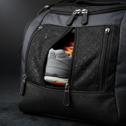 Gym bag shoe compartment detail