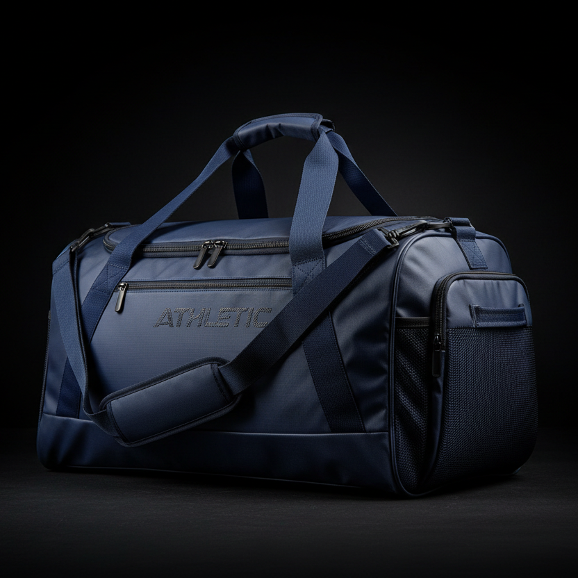 Navy Blue Athletic Gym Duffel Bag