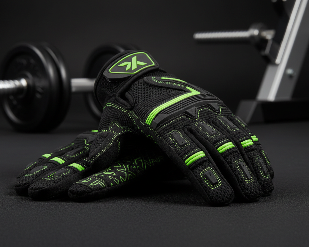 Weight Lifting Gloves - Black with Green