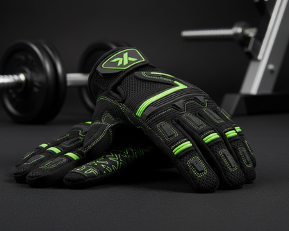 Weight Lifting Gloves - Black with Green